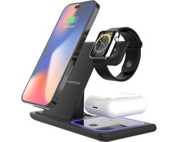 Innova® 3-in-1 Draadloze Oplader (15W snellader) - Opvouwbaar - Geschikt voor Apple Watch/Oortjes/Smartphones met draadloze oplaadfunctie - Geschikt voor telefoons - Draadloos Qi Station - GSM Lader - Oplaadstation — cadeau in Gadgets