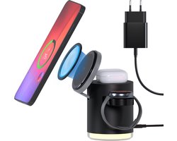 MMOBIEL Draadloze Oplader voor Samsung – 4 in 1 Qi2 Gecertificeerd Draadloos Oplaadstation – Laadstation voor Smartphone, Smart Watch en Oordopjes – Incl. 25W Adapter – Zwart — cadeau in Gadgets