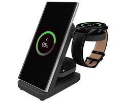 FIXED Powerstation-3-in-1 Draadloos Oplaadstation-15W-Voor Samsung Galaxy Watch, Galaxy Buds & Smartphone-Zwart — cadeau in Gadgets