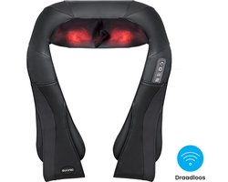 Auronic Shiatsu Massagekussen Draadloos - Elektrisch Nekmassage Apparaat - Infrarood Warmtefunctie - Nek en Schouder Massage apparaat - Massage Apparaten - Zwart — cadeau in Cadeau-ideeën