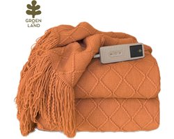 Groenland BOHEM Design Warmtedeken voor de Bank 180 × 130 cm Red Earth | Verwarmde Plaid · Elektrische Deken voor de Bank | Wasbaar · 9 Warmtestanden · Timer met Automatische Uitschakeling — cadeau in Wonen & Interieur