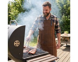 Beagles Leren BBQ Schort - Barbecue Schort Mannen - Kookschort - Cognac - Bruin — cadeau in Kookcadeaus