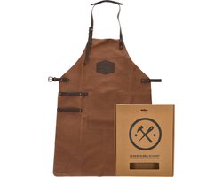 Hide & Stitches Leren BBQ Schort - Gift Box - Barbecue - Grill - 100% Leder - Cognac — cadeau in Kookcadeaus