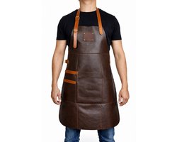 Leren Schort Donker Bruin – Stoer Kookschort van echt Leer met Handdoeklus en Groot Vak – BBQ accessoire voor Mannen – Leren Heren Barbecue Schort als Cadeau voor Vaderdag, Kerst of Verjaardag — cadeau in Kookcadeaus