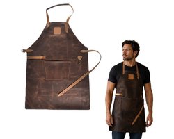 ISRED - Leren BBQ Schort – Leer - Handgemaakt - 2 Zakken – Barbecue Schort met Grote Zak, Handdoeklu - Verstelbare Band - Ideaal Cadeau voor Vaderdag, Kerst of Verjaardag — cadeau in Kookcadeaus