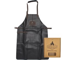 Goodman - BBQ Schort Mannen - Echt Leer - Leren Schort Man - Zwart voor de zwarte variant — cadeau in Kookcadeaus
