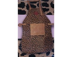 Barbecueschort leer panter print - lederen bbq schort met voorvak 100% leder / Buff- - voor Barbecue of gewoon koken in de keuken - bbq schort panther vrouwen — cadeau in Kookcadeaus