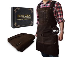 ecoZen Lifestyle Premium BBQ Schort & Werkschort - Canvas en Leder - Bruin - Kwaliteit, Comfort en Stijl - Hittebestendig - Verstelbaar - Cadeau Idee — cadeau in Kookcadeaus