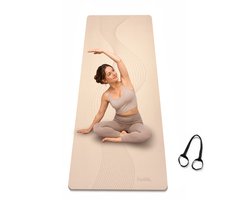 FunLife Yogamat 183 x 61 cm - 8 mm TPE Fitnessmat Antislip met Draagriem - voor Yoga, Pilates en Home Workout -Latte beige — cadeau in Sport & Outdoor