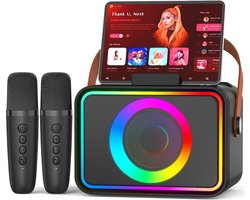 Karaokemachine - 2 microfoons voor volwassenen en kinderen, draagbare Bluetooth luidspreker met feest PA-podium en discolampen, geschenk — cadeau in Gadgets