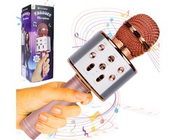 Silvergear Karaoke Microfoon Kinderen - Karaoke Set voor Volwassenen - Bluetooth - Stemvervormer - Rose Goud — cadeau in Gadgets