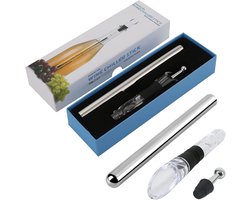 Wijnkoeler - Wijnkoeler Stick - 3-in-1 Wijnkoeler van Roestvrij Staal - Snel Wijnkoelstaaf zonder Ijs - Wijnbeluchter en Schenkstop - Incl. Cadeauverpakking - Blauw - Inclusief stop — cadeau in Kookcadeaus