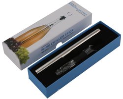 Wijnkoeler - Wijnkoeler Stick - 3-in-1 Wijnkoeler van Roestvrij Staal - Snel Wijnkoelstaaf zonder Ijs - Wijnbeluchter en Schenkstop - Incl. Cadeauverpakking - Blauw - Zonder stop — cadeau in Kookcadeaus