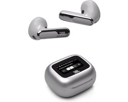JBL Live Flex 3 - Draadloze Noise Cancelling Oordopjes - Oortjes Draadloos - Bluetooth - Open-fit - Smart Charging Case met Display - 50 uur batterij - Zilver — cadeau in Elektronica