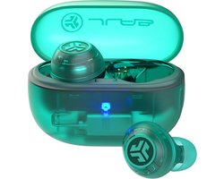 JLab Go Pop ANC Draadloze Oordopjes - Noise Cancelling Oortjes Draadloos - 24 uur Batterijduur - Bluetooth Multipoint - Met Microfoon - Geschikt voor Android en Apple - Clear Teal — cadeau in Elektronica