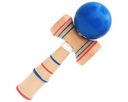 Kendama - Jumbo Kendama - Natural Beech Wood - Blauwe Houten LUXE Kendama 17 x 7 cm - Kendama — cadeau in Spellen & Speelgoed