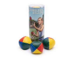 Jongleerballen Klein 2" – Vierkleurig (Blauw, Rood, Geel, Groen) – Set in Transparante Koker – Jongleer- & Goochelspel – Engelhart — cadeau in Spellen & Speelgoed