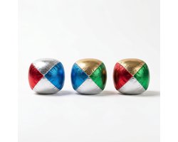 Jongleerballen Metallic 2,5" – Vierkleurig (Blauw, Rood, Geel, Groen) – Set in Transparante Koker – Jongleer- & Goochelspel – Engelhart — cadeau in Spellen & Speelgoed