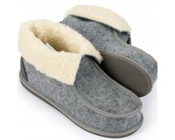 LuLu- Vilten sloffen met omslag - Hoge Wolvilt sloffen - flexibele antislip rubberen zool - voor Dames en Heren - Maat 42 — cadeau in Mode & Accessoires