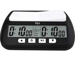 TOJ Digitale Schaakklok met Bonus/Delay Timer - Schaken - Zwart — cadeau in Spellen & Speelgoed