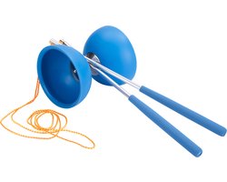 Diabolo Rubber Blauw – Circusspeelgoed voor Kinderen & Volwassenen – Inclusief Metalen Stokjes met EVA Handvat – Coördinatie & Behendigheid – ø 10,5 cm – Engelhart — cadeau in Spellen & Speelgoed