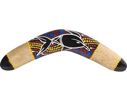 Boemerang 30cm – Handgeschilderd Hout met Uniek Dotpainted Dolfijn Design — cadeau in Spellen & Speelgoed