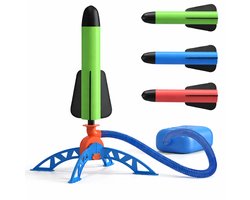 Tozy Buitenspeelgoed Raket - Inclusief 3 raketten - Stampraket Speelgoed Tuin met - Vliegt tot wel 10 meter de lucht in - Vang- & Werpspellen - Buitenspeelgoed Jongens en Meisjes — cadeau in Spellen & Speelgoed