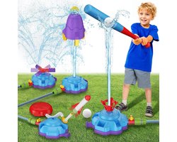 SnelShoppen - 4-in-1 Waterspeelgoed voor Kinderen, Outdoor Tuin Spel met Waterraket, Waterbaseball, Draaibare Watersproeikop en 360° Watersproeier voo — cadeau in Spellen & Speelgoed