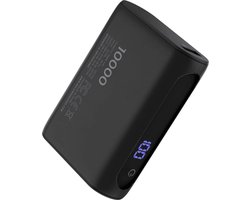 Rolling Square Powerbank Draagbaar 10000mAh - USB-C & USB-A - 20W Snellader voor Telefoon & Laptop - Zwart — cadeau in Gadgets