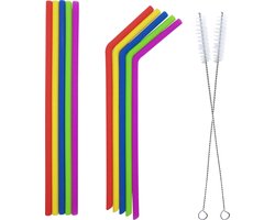 Herbruikbare siliconen rietjes (Regular size) - duurzame herbruikbaar siliconen rietje - drinkrietjes set 10 stuks incl. 2 borstels - BPA vrij en tandbeschermend — cadeau in Koken & Dineren