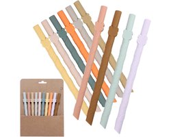SnelShoppen - Silicone Rietjes Set van 10 - Herbruikbare Flexibele Rietjes 9mm - Milkshake Rietjes voor Kinderen en Ouderen - Kleurrijke Drinkrietjes — cadeau in Koken & Dineren