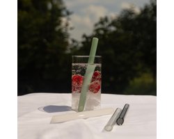 Glazen Bubble Tea Rietjes 21 cm set van 4 – Dikke herbruikbare smoothie straws voor Boba & IJsdrank – alternatief voor rvs & siliconen rietjes – incl. borstel – plasticvrij – melk glas mint groen wit grijs transparant glazen straw — cadeau in Koken & Dineren