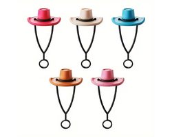 Stuks Cowboy Hoed Rietjes Toppers Set – Herbruikbare Siliconen Rietjes Beschermers – Stofbestendig – Perfect voor Feesten & Buiten – Diverse Kleuren — cadeau in Koken & Dineren