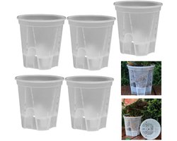 5 stuks- plastic bloempot- Zelfwaterende bloempot - Plantenpot - Zaailingpot - Bloempotcontainer - Transparant - 12*8,5*14 cm - Met uitneembaar waterreservoir - Goede ventilatie -Bevordert een gezonde wortelgroei - Geschikt voor continue watertoevoer — cadeau in Cadeau-ideeën