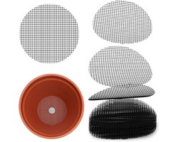 Bloempotrooster - 50 stuks - plastic - Buitenpotten drainage zodat potgrond niet wegspoelt - 5cm round - Drainage rooster planten - Plantennet voor buiten pot - plantenmat voor bonsai, bloempot of plantenschotel - zwart — cadeau in Cadeau-ideeën