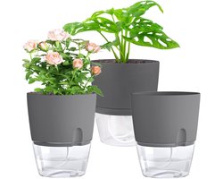 Zelfwaterende Kruidenpotjes Set van 3 – Kruidenpot met Waterreservoir – Bloempot voor Keuken, Vensterbank en Balkon – Moderne Zelfbewaterende Plantenpot voor Binnen — cadeau in Kookcadeaus