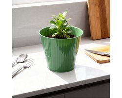 Arti Casa Plantenpot Ø13 x H12 cm - Rond Model - Groene Kleur - Compact en Lichtgewicht - Geschikt voor Binnen en Buiten - Zonder Afwateringsgat - 2 Jaar Fabrieksgarantie — cadeau in Cadeau-ideeën