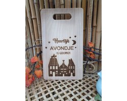 Houten Serveer / Snijplank Sint en Piet Heerlijke Avondje 5 December Gezellig Geschenk Gepersonaliseerd Cadeau — cadeau in Kookcadeaus