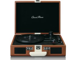 Classic Phono Retro Platenspeler - Vinyl Koffer met Bluetooth en ingebouwde Speakers - Auto-stop - TT-120BNWH - Bruin — cadeau in Games, Films & Muziek