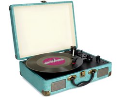 KAD® Retro Platenspeler met Bluetooth & Ingebouwde Speakers - 3 Snelheden - LP Speler met Koffer Design - Blauw - 36cm x 26cm x 116cm — cadeau in Games, Films & Muziek