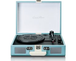 Classic Phono Retro Platenspeler - Vinyl Koffer met Bluetooth - Auto-stop - TT-110BUWH - Blauw Wit — cadeau in Games, Films & Muziek