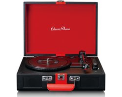 Classic Phono Retro Platenspeler - Vinyl Koffer met Bluetooth - Auto-stop - TT-110BKRD- Zwart Rood — cadeau in Games, Films & Muziek