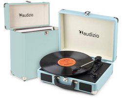 Retro platenspeler met platenkoffer - Audizio RP116BL - Platenspeler Bluetooth - Met speakers - Blauw — cadeau in Games, Films & Muziek