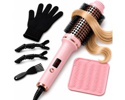 CASSICO® Thermal Brush - Keramische Warmteborstel - Krulborstel Hitte Borstel in 1 - Krultang - Fohnborstel en Airstyler Alternatief - Roze - Incl. Accessoires — cadeau in Verzorging