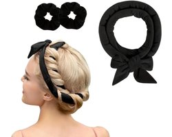 Delfts Roze - Heatless Curls - Krullen zonder hitte - 3-delige set - Zwart — cadeau in Verzorging