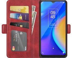Mobigear Telefoonhoesje geschikt voor TCL 20 SE Hoesje | Mobigear Slim Magnet Bookcase Portemonnee | Pasjeshouder voor 3 Pasjes | Telefoonhoesje voor Pinpas / OV Kaart / Rijbewijs - Rood — cadeau in Cadeau-ideeën