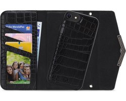 Mobilize Telefoonhoesje geschikt voor Apple iPhone SE (2020) Hoesje | Mobilize Elegant Magnet Uitneembare 2in1 Clutch | Pasjeshouder voor 3 Pasjes | Telefoonhoesje voor Pinpas / OV Kaart / Rijbewijs - Black Croco | Zwart — cadeau in Cadeau-ideeën