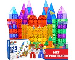 PlayMix Magnetic Tiles - 122 Stuks - Magnetisch Speelgoed - Bouwspeelgoed - Bouwblokken - Magna - Magneten Speelgoed - Magnetische Tegels - Bouwstenen - Montessori Speelgoed - Educatief Speelgoed - Jongens & Meisjes — cadeau in Spellen & Speelgoed