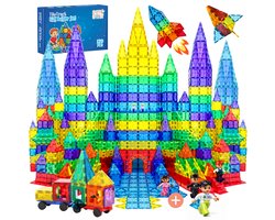 Magnetic tiles - XXL 129 stuks - Met 4 magna poppetjes - Magneet tegels - Magnetische tegels - Speelgoed - Montessori - Bouwstenen - Travel set - Constructiespeelgoed - — cadeau in Spellen & Speelgoed