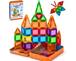 Playablez Mini Magnetic Tiles Travel Set - 36 Stuks - Magnetische Tegels Reisset met Opbergblik - Reisspeelgoed voor Onderweg - Magnetisch Bouwspeelgoed Montessori Speelgoed voor in de Auto in het Vliegtuig - Magna Magneten Speelgoed Jongens Meisjes — cadeau in Spellen & Speelgoed
